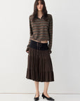 Ruched-Waist Tiered Midi Skirt
