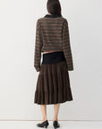 Ruched-Waist Tiered Midi Skirt