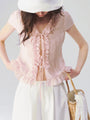 Ruffle-Trim Tie-Front Top in Pink ¡ª view 4