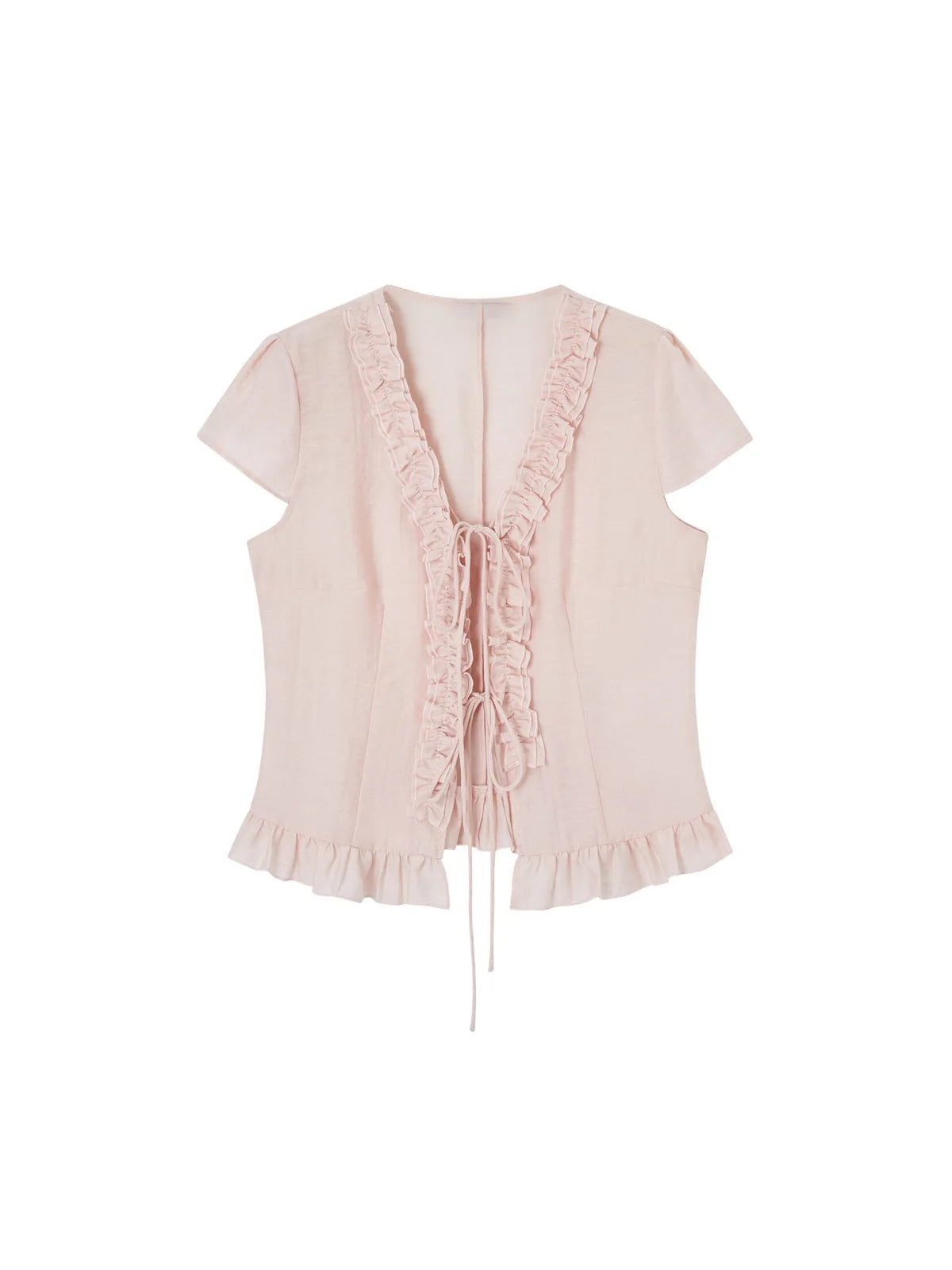 Ruffle-Trim Tie-Front Top