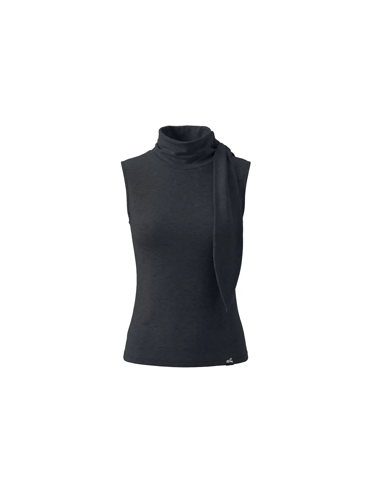 Scarf-Tie Funnel-Neck Top