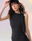 Scarf-Tie Funnel-Neck Top