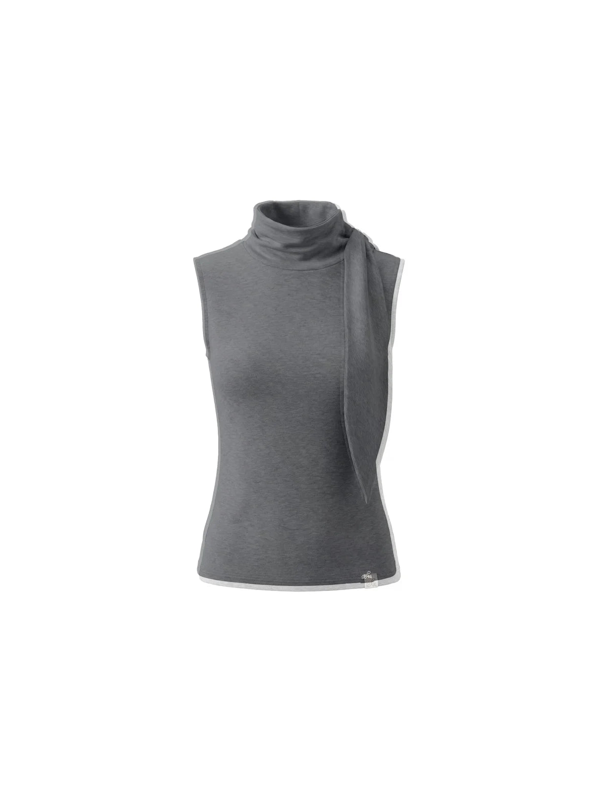 Scarf-Tie Funnel-Neck Top