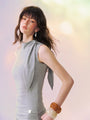 Scarf-Tie Funnel-Neck Top