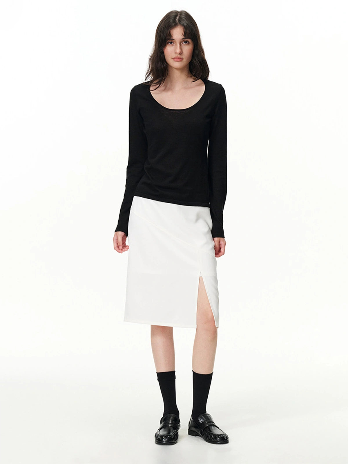 Scoop-Neck Long-Sleeve Top