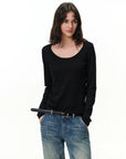 Scoop-Neck Long-Sleeve Top
