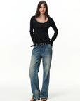 Scoop-Neck Long-Sleeve Top