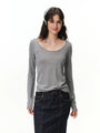 Scoop-Neck Long-Sleeve Top