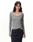Scoop-Neck Long-Sleeve Top