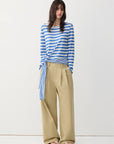 Striped Asymmetric Tie-Hem Top