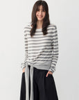 Striped Asymmetric Tie-Hem Top