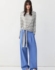 Striped Asymmetric Tie-Hem Top
