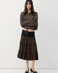 Striped Drawstring-Hem Polo Top