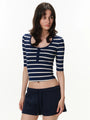 Striped U-Neck Henley Top