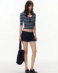 Striped U-Neck Henley Top
