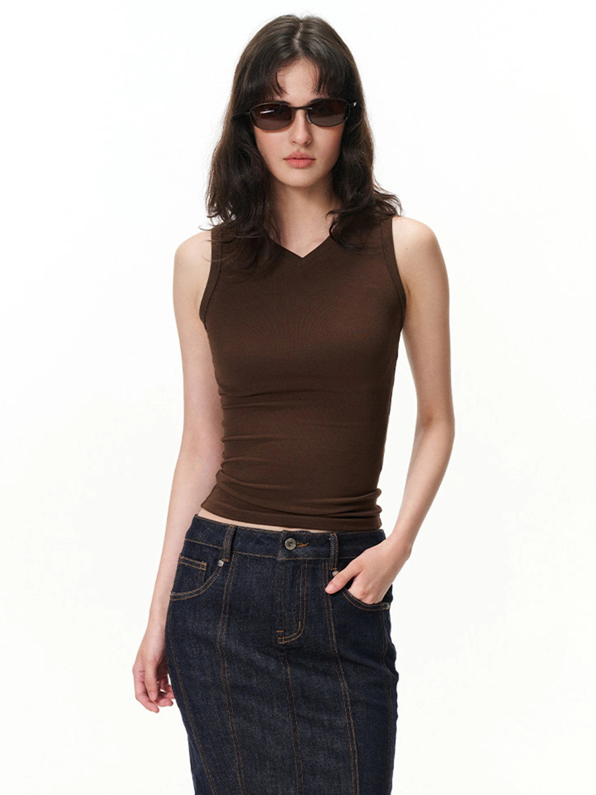 Sweetheart-Neck Sleeveless Top