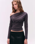 TENCEL Lyocell Ruched One-Shoulder Top