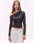 TENCEL Lyocell Ruched One-Shoulder Top