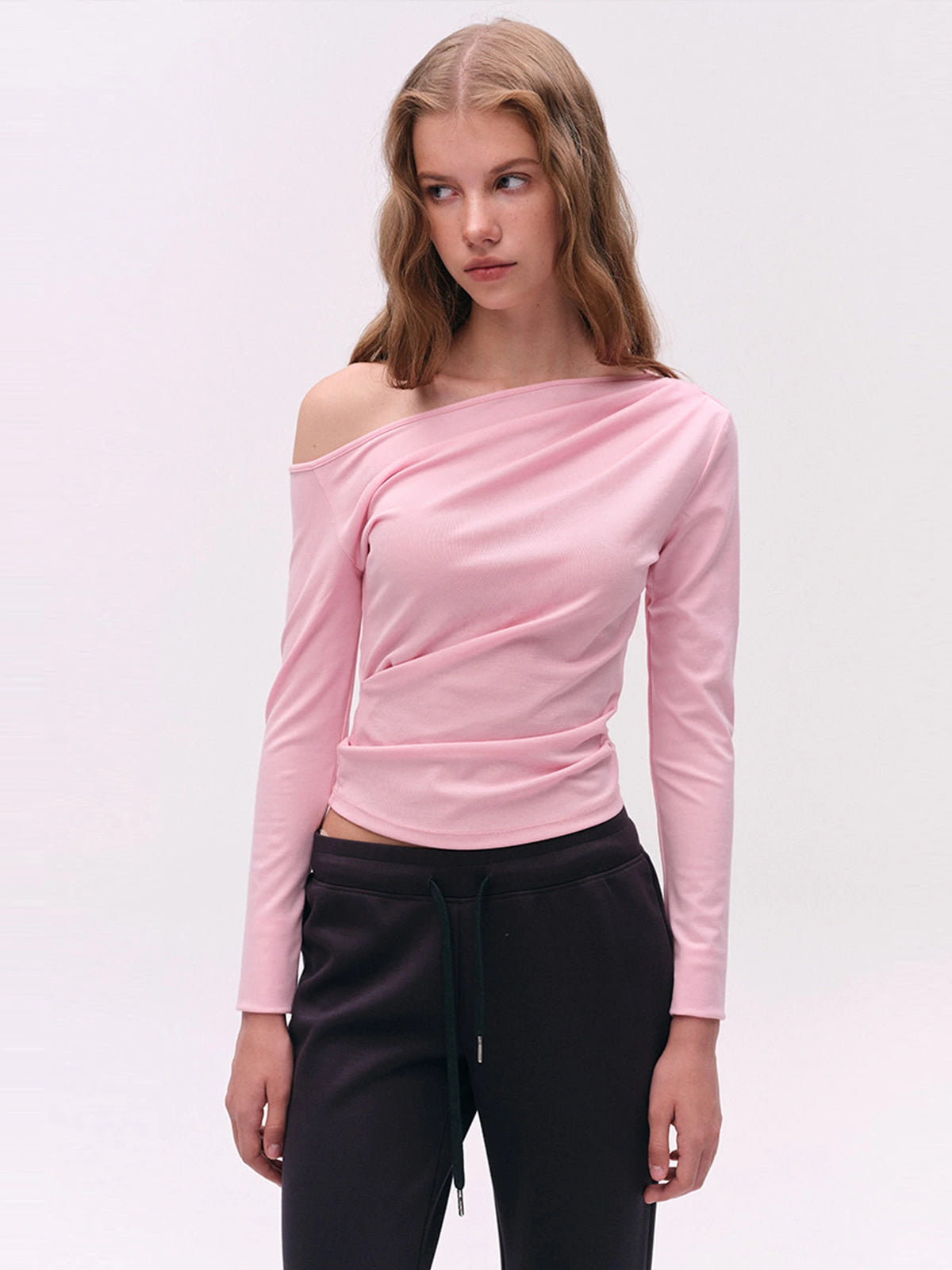 TENCEL Lyocell Ruched One-Shoulder Top