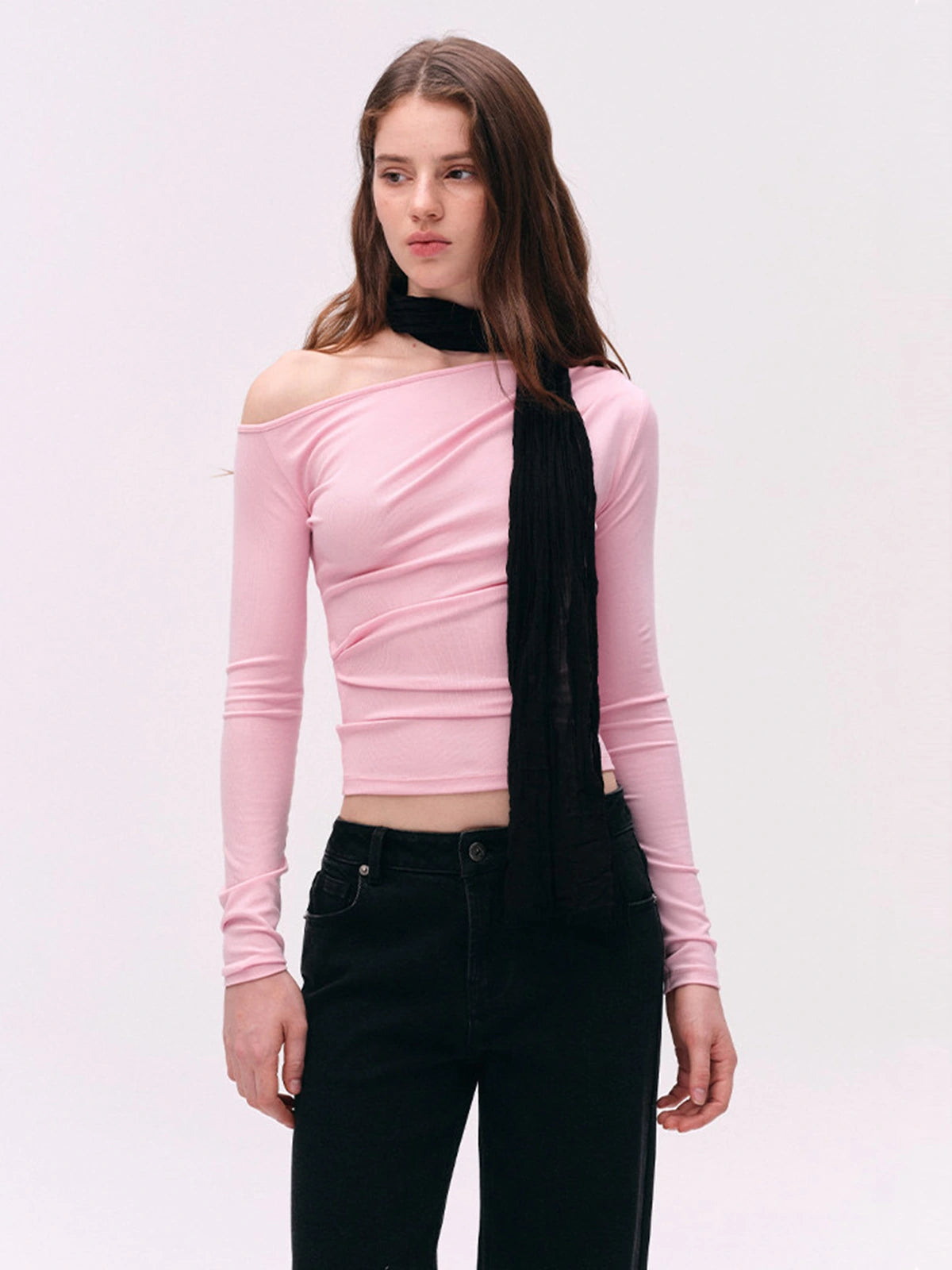 TENCEL Lyocell Ruched One-Shoulder Top