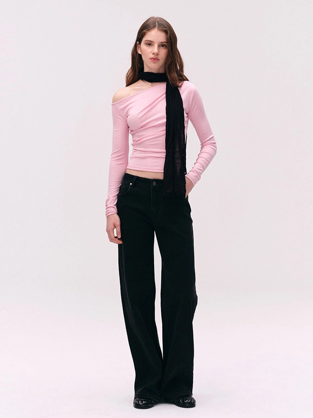 TENCEL Lyocell Ruched One-Shoulder Top