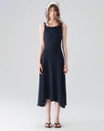 Twisted-Strap Slip Midi Dress