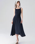 Twisted-Strap Slip Midi Dress in Navy ¡ª view 4