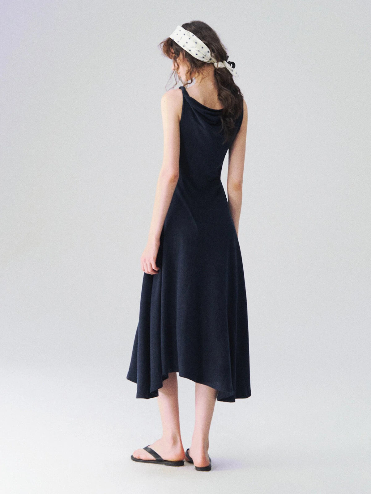 Twisted-Strap Slip Midi Dress