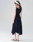 Twisted-Strap Slip Midi Dress