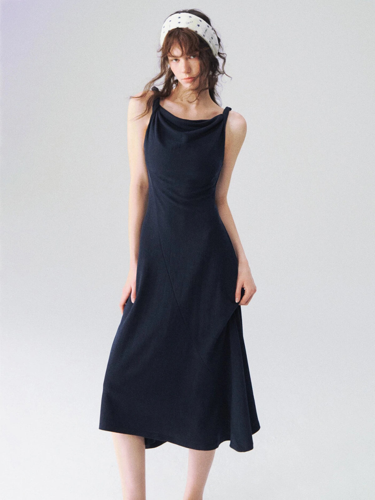 Twisted-Strap Slip Midi Dress