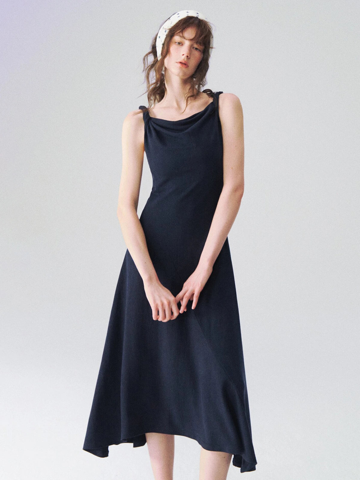 Twisted-Strap Slip Midi Dress