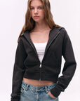 Two-Way Zip Cropped Hoodie
