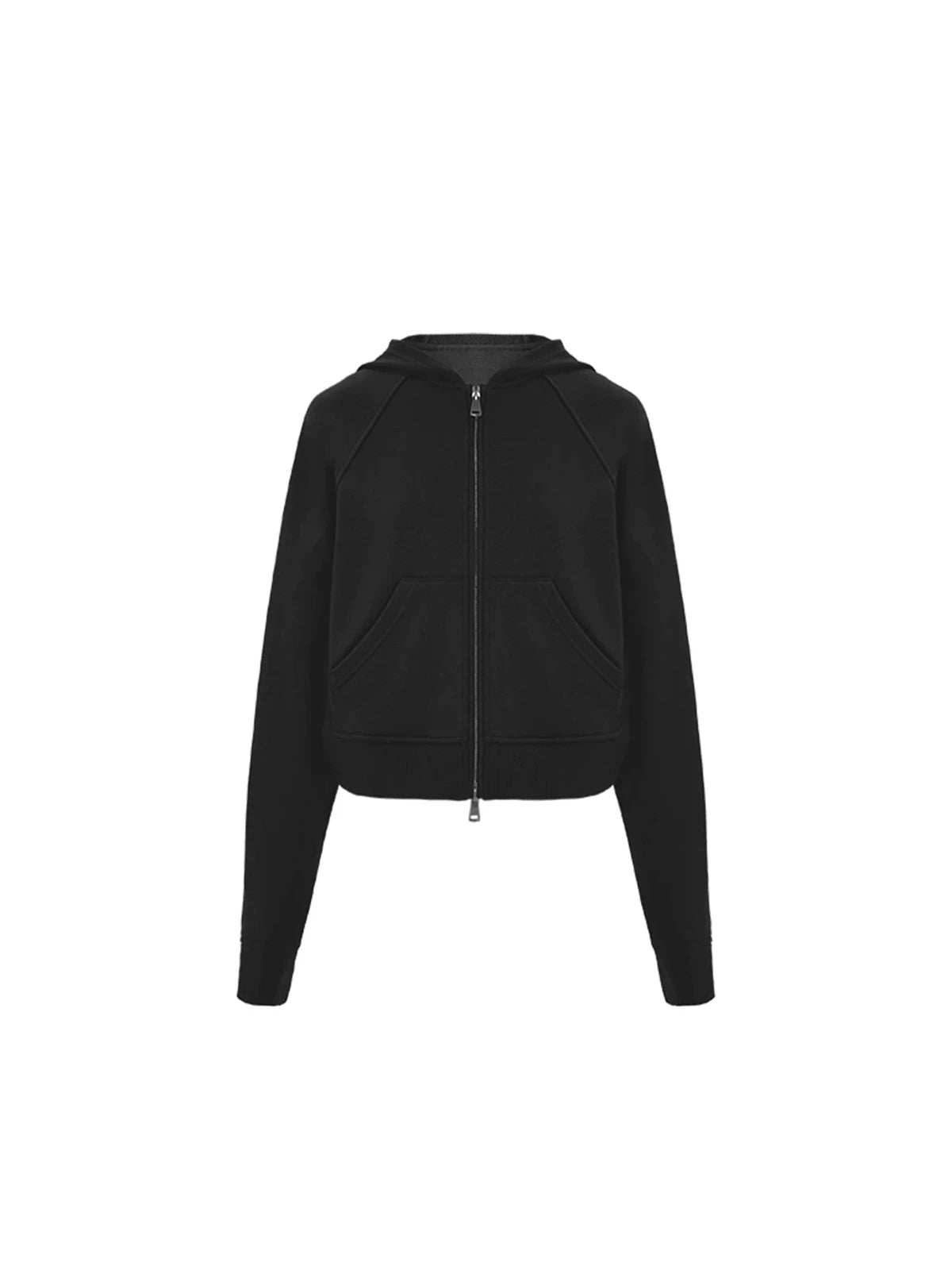 Two-Way Zip Cropped Hoodie