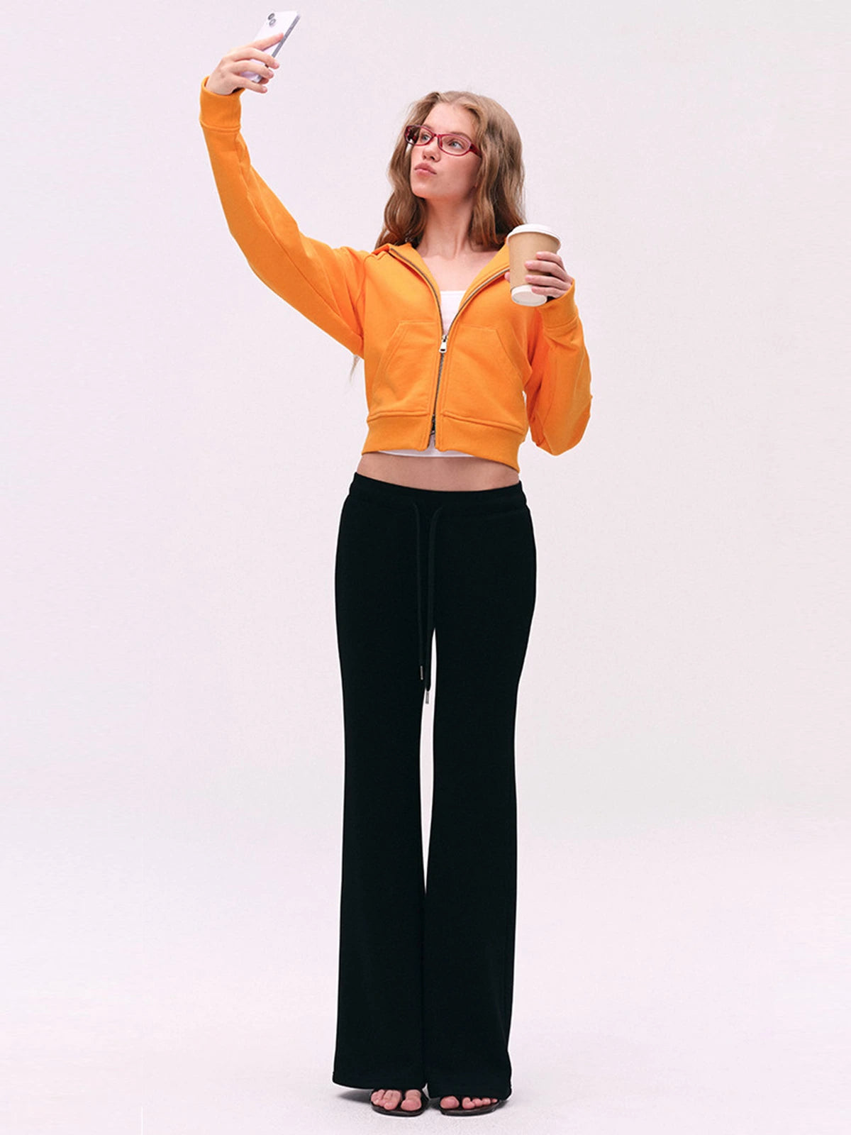 Two-Way Zip Cropped Hoodie