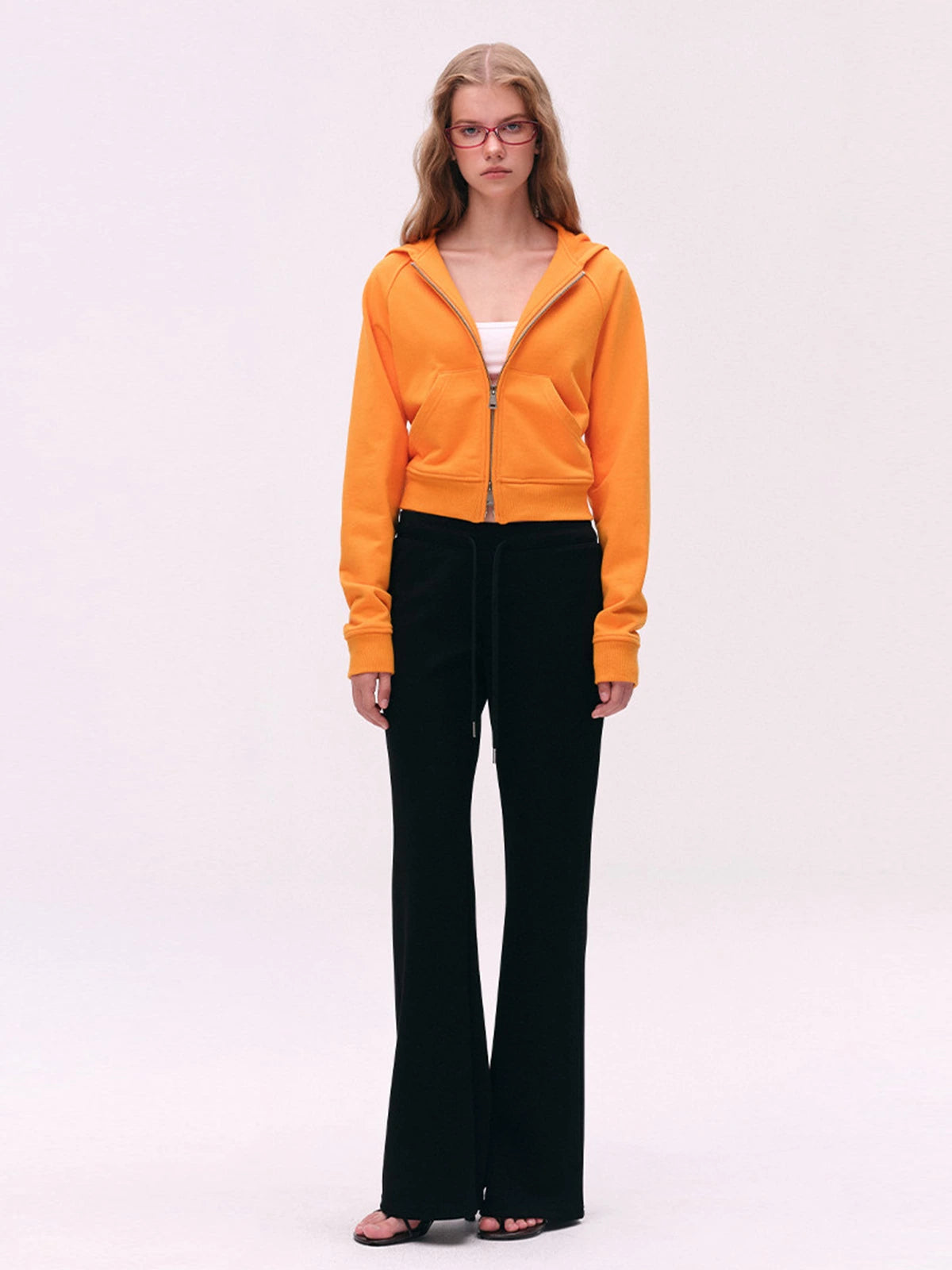 Two-Way Zip Cropped Hoodie