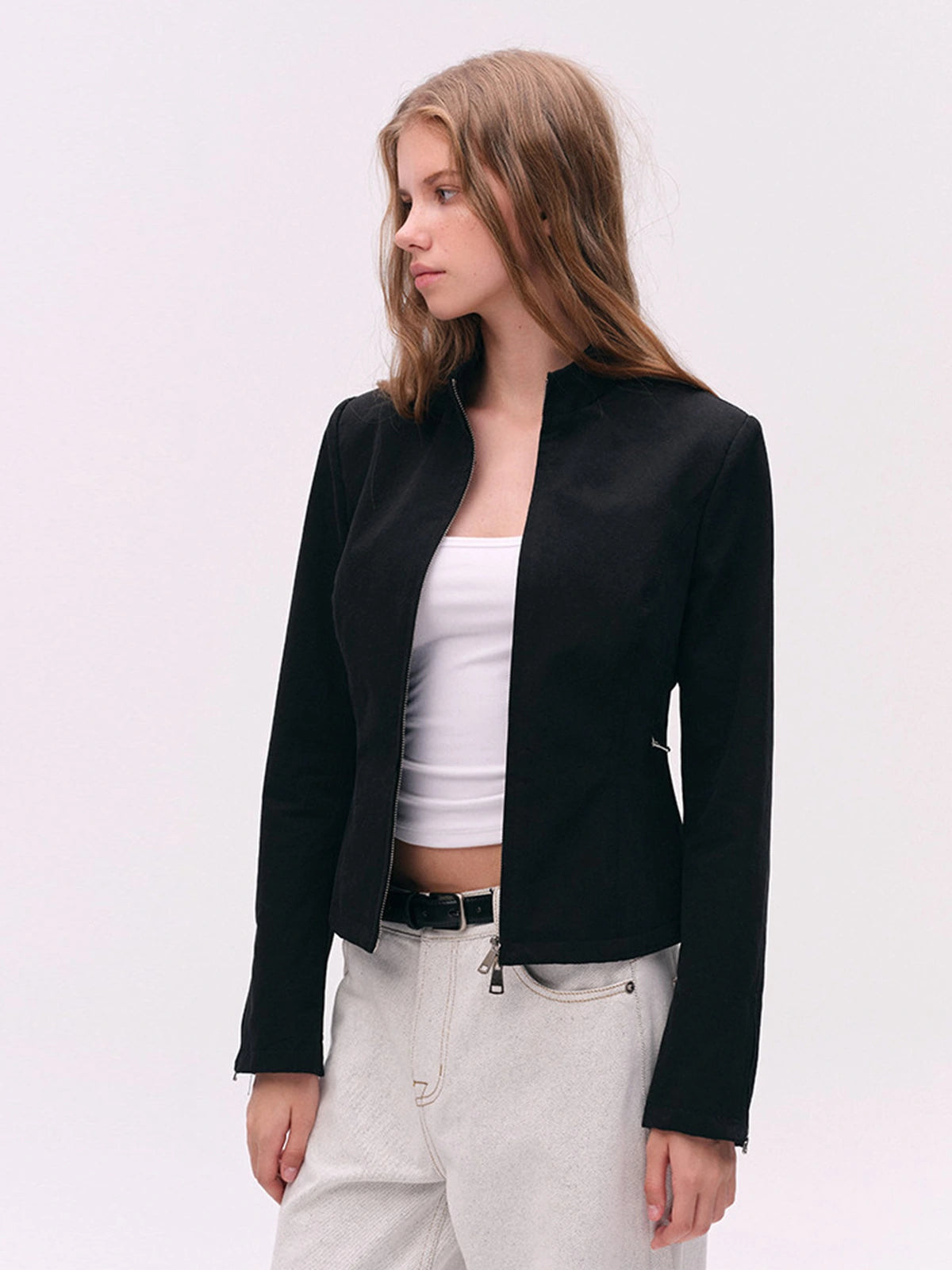 Two-Way Zip Stand-Collar Jacket