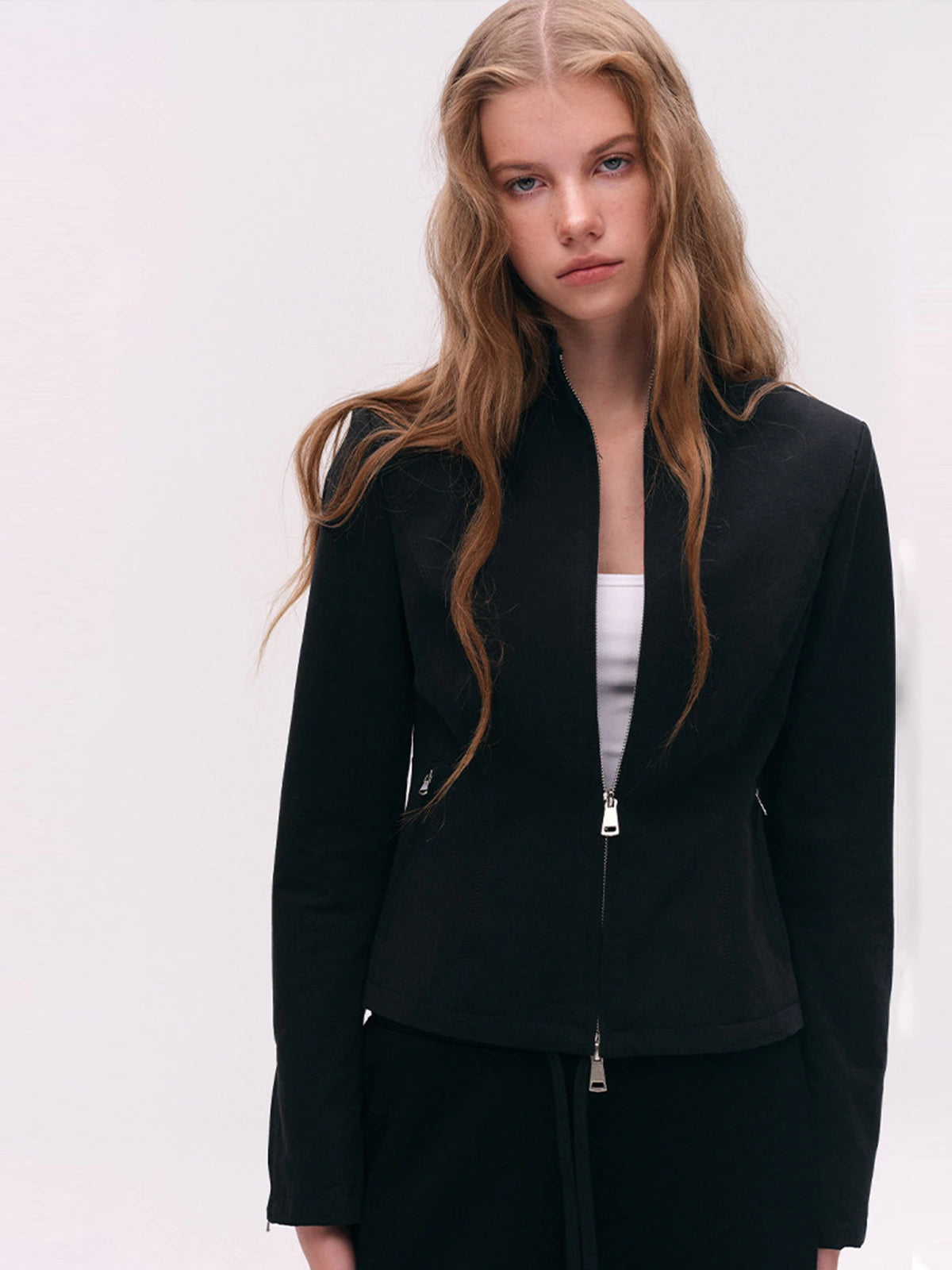 Two-Way Zip Stand-Collar Jacket