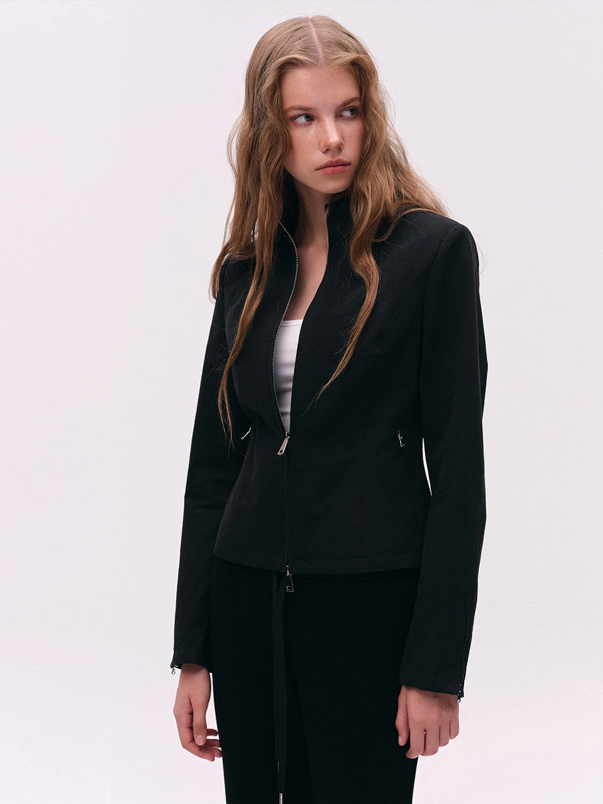 Two-Way Zip Stand-Collar Jacket