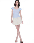 U-Neck Flutter Sleeve Top