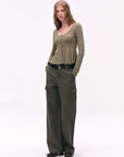 Washed Cargo Wide-Leg Pants
