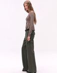 Washed Cargo Wide-Leg Pants