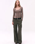 Washed Cargo Wide-Leg Pants