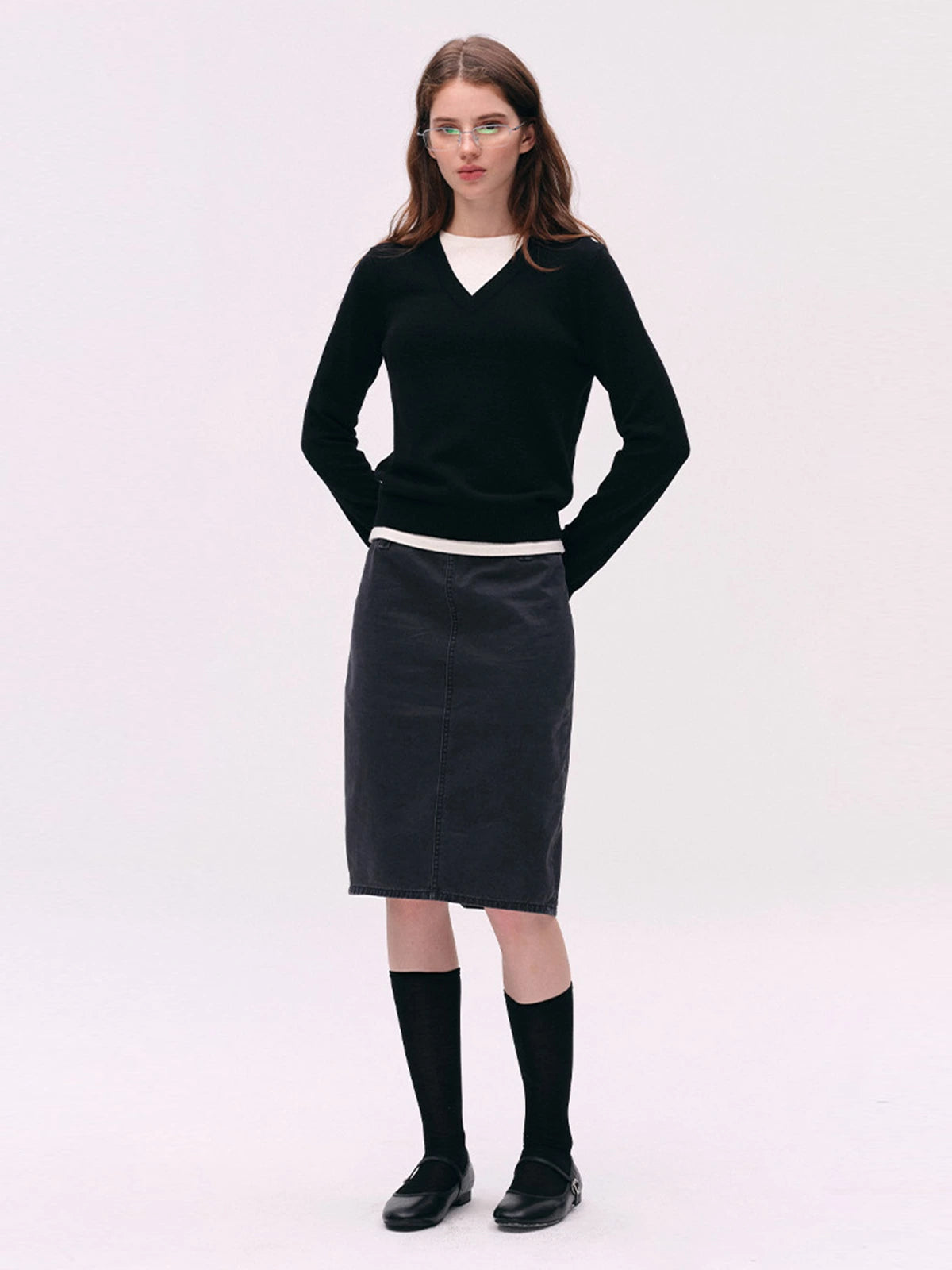 Washed Utility Midi Skirt
