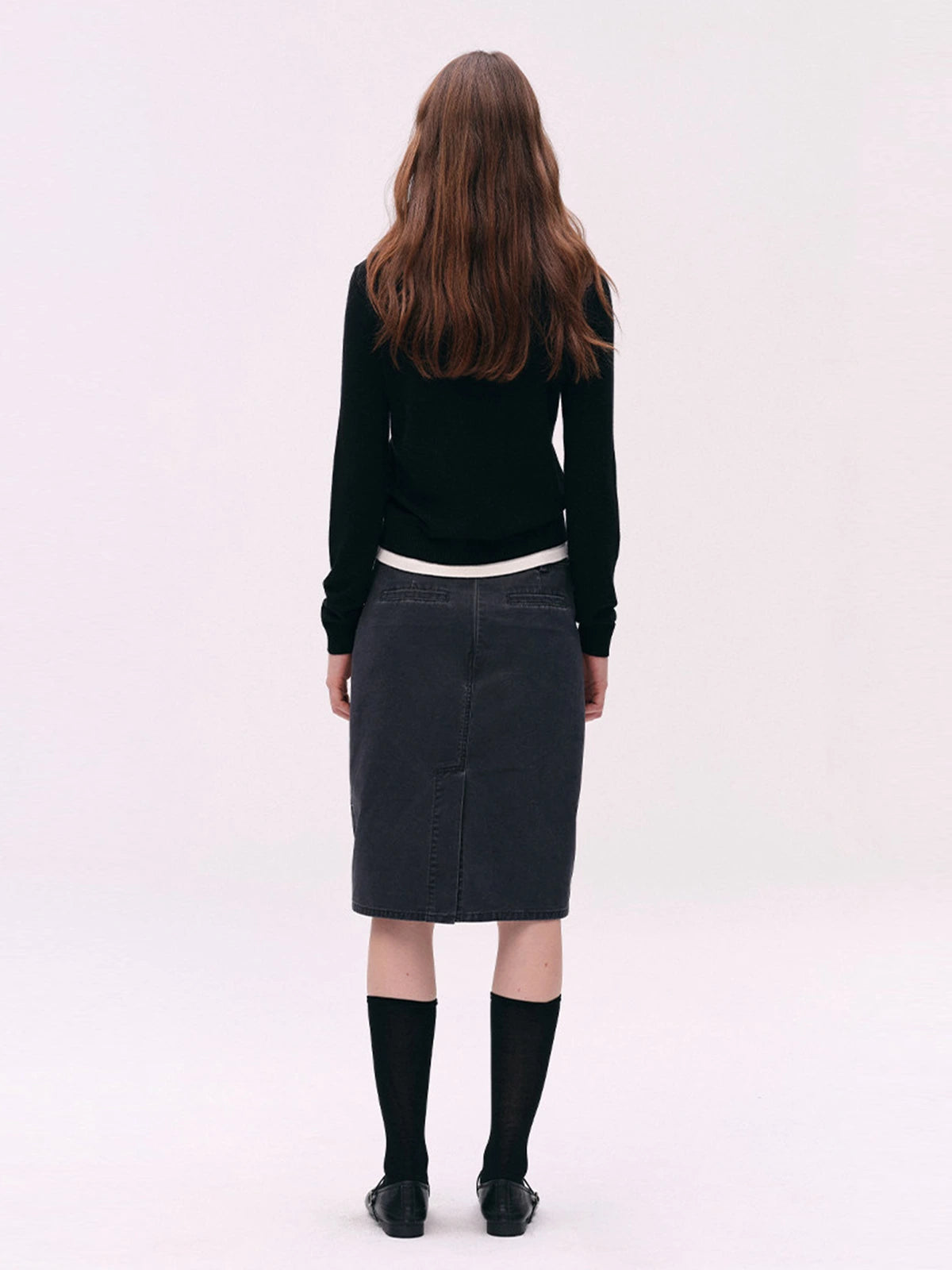 Washed Utility Midi Skirt
