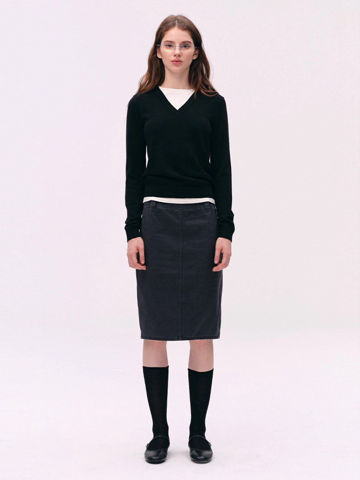 Washed Utility Midi Skirt
