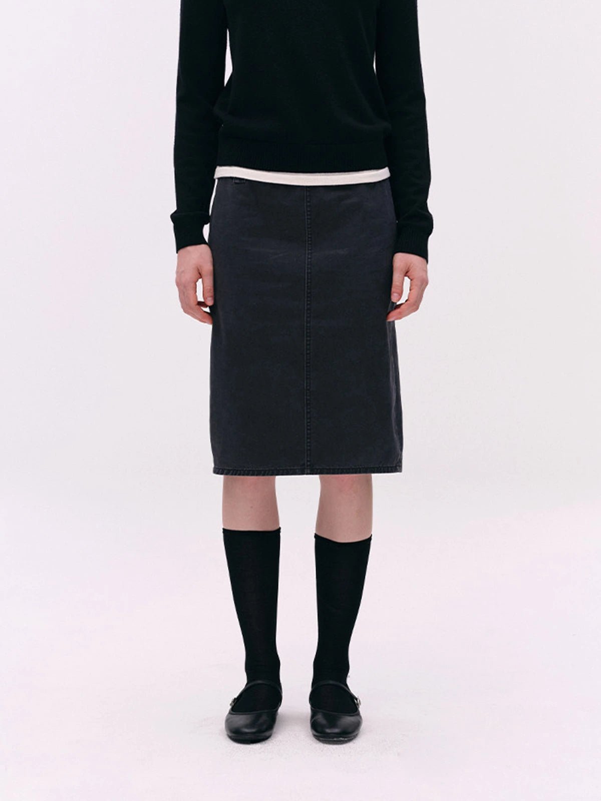Washed Utility Midi Skirt